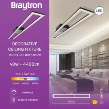 LED plafonjera kristalna 40W CCT crna sa daljinskim IP20 Braytron Crystal