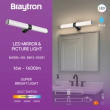 LED svetiljka za ogledalo 600 mm 16W CCT crna IP44 Braytron Lily