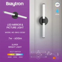 LED svetiljka za ogledalo 450 mm 7W CCT crna IP44 Braytron Lily