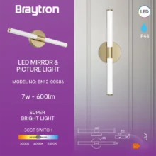 LED svetiljka za ogledalo 450 mm 7W CCT zlatna IP44 Braytron Lily