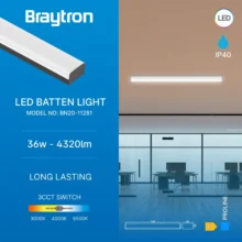 LED linijska svetiljka 1,2 m 36W CCT crna Braytron ProLine Pro