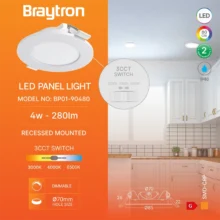 LED panel ugradni okrugli 3″ 4W CCT DIM bela Braytron SmartPanel