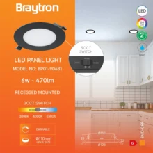 LED panel ugradni okrugli 4″ 6W CCT DIM crna Braytron SmartPanel