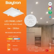 LED panel ugradni kvadratni 3″ 4W CCT DIM bela Braytron PanelLine