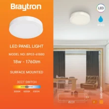 LED panel nadgradni okrugli 8″ 18W CCT bela Braytron Panel Plus