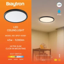 LED plafonjera okrugla 45W crna CCT 3u1 Braytron Jade