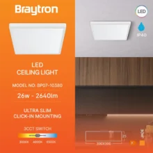 LED plafonjera kvadratna 26W bela CCT 3u1 Braytron Jade