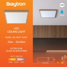 LED plafonjera kvadratna 26W drvo CCT 3u1 Braytron Jade