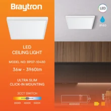 LED plafonjera kvadratna 36W bela CCT 3u1 Braytron Jade