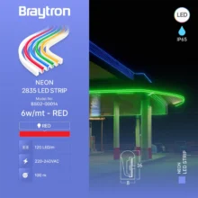 LED neon traka 220V 6W/m crvena IP65 8×16 Braytron Neon