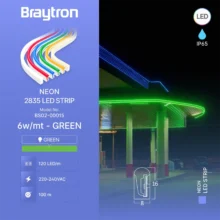 LED neon traka 220V 6W/m zelena IP65 8×16 Braytron Neon