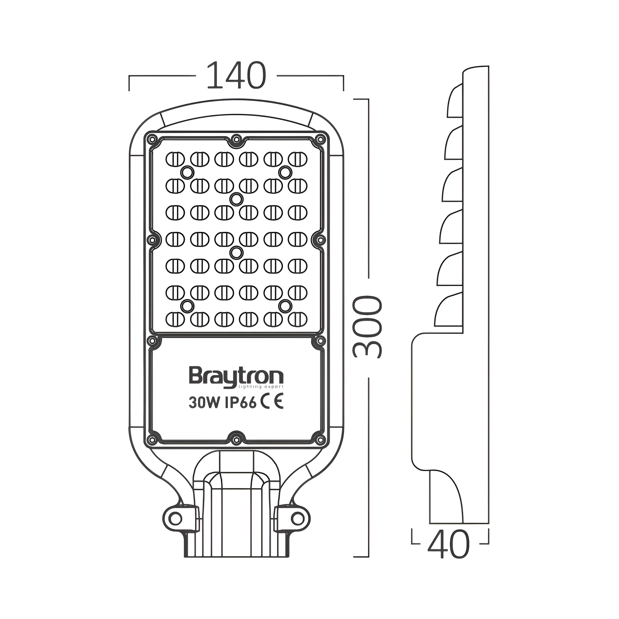 LED ulična svetiljka 30W 6500K siva StreetLine Compact IP66 Braytron - Слика 5