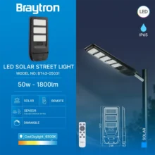 Solarna ulična svetiljka 50W 6500K sa senzorom IP65 Braytron Solar Flood
