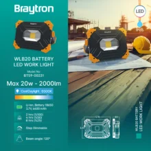 LED radno svetlo punjivo 20W 6500K crna IP54 Braytron