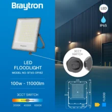 LED reflektor 100W CCT siva IP65 Braytron ProFlood
