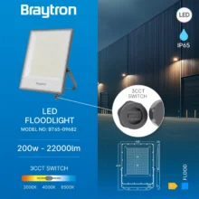 LED reflektor 200W CCT siva IP65 Braytron ProFlood