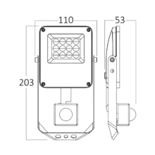 LED reflektor 10W CCT sa senzorom siva IP54 Braytron ProFlood