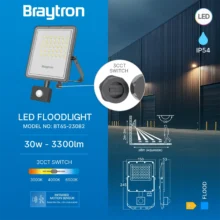 LED reflektor 30W CCT sa senzorom siva IP54 Braytron ProFlood
