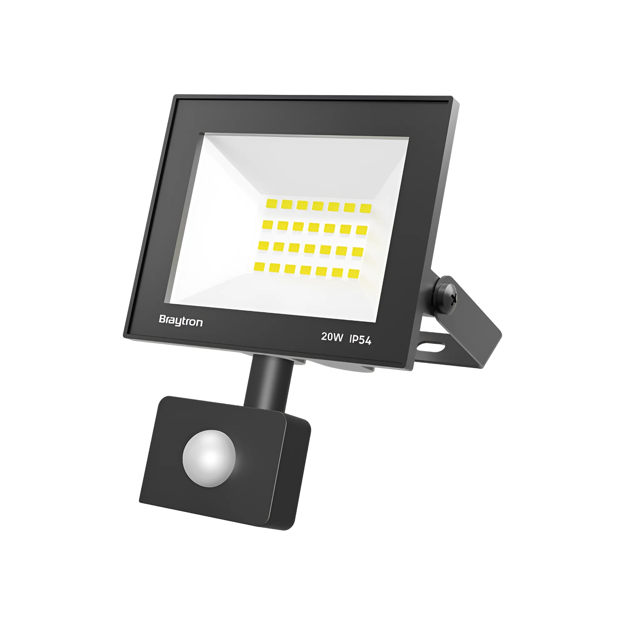 LED reflektor 20W 6500K sa senzorom crna IP54 Braytron Flood Compact