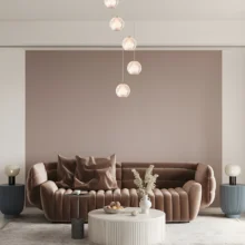 Viseća lampa 5×G9 zlatna, kavez od providnog stakla Glass S001