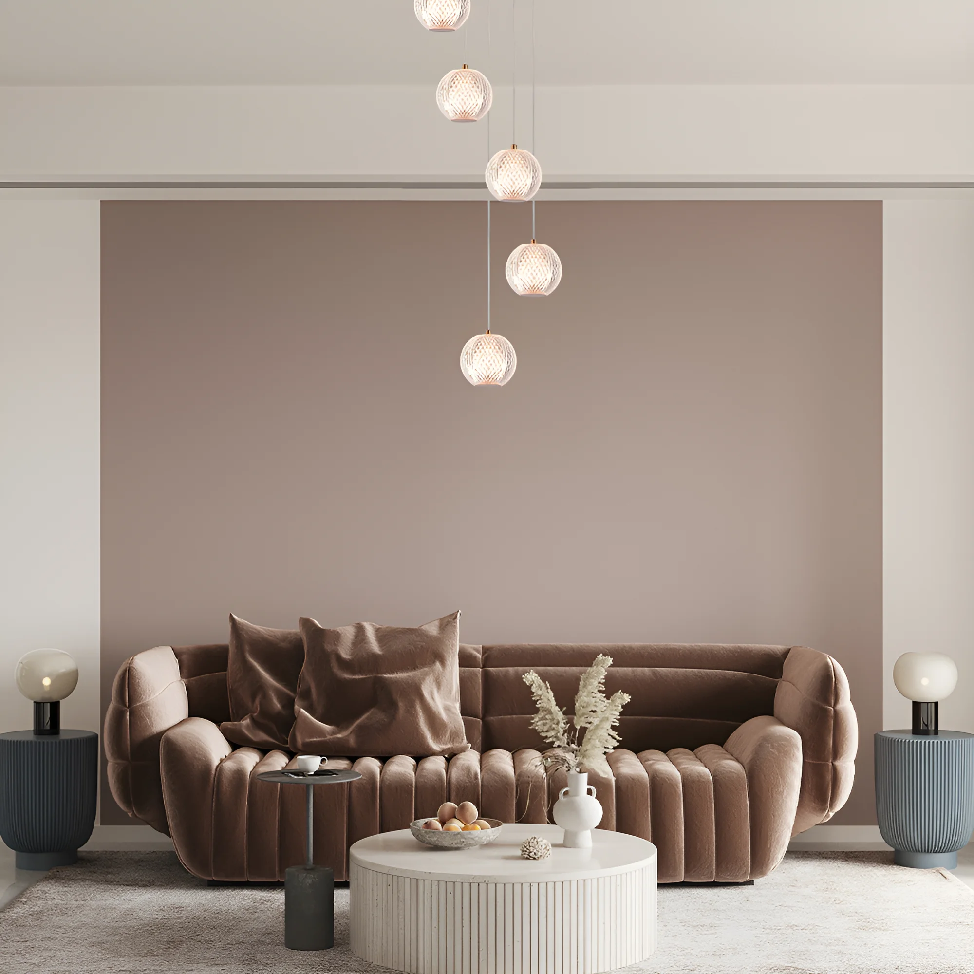 Viseća lampa 5×G9 zlatna, kavez od providnog stakla Glass S001