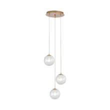 Viseća lampa 3×G9 zlatna, kružna rozeta sa sferama od providnog stakla Glass S002