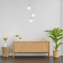Viseća lampa 3×G9 zlatna, kružna rozeta sa sferama od providnog stakla Glass S002