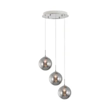 Viseća lampa 3×G9 hromirana, kružna rozeta sa abažurima od dimljenog stakla Glass S003