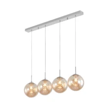 Viseća lampa 4×G9 hromirana, linearna šina sa abažurima od ćilibarnog stakla Glass S003