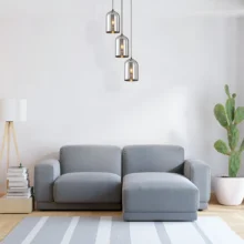 Viseća lampa 3×E27 crna, kružna rozeta sa zvonastim abažurima od dimljenog stakla Glass S004