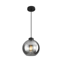 Viseća lampa 1×E27 crna, kuglasti abažur od dimljenog stakla Glass S005