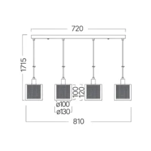 Braytron visilica četvorogrla Mrežasto zlatno E14 crna BV01-00082