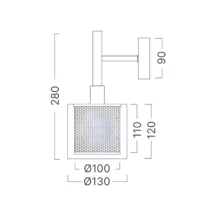 Braytron Zidna svetiljka E14 mrežasto staklo crna BV01-00083