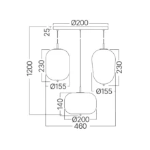 Braytron visilica trogrla Opal ovalno E14 crna BV01-00106