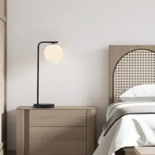 Stona lampa opalna kugla na stalku Opal/Crna grlo G9