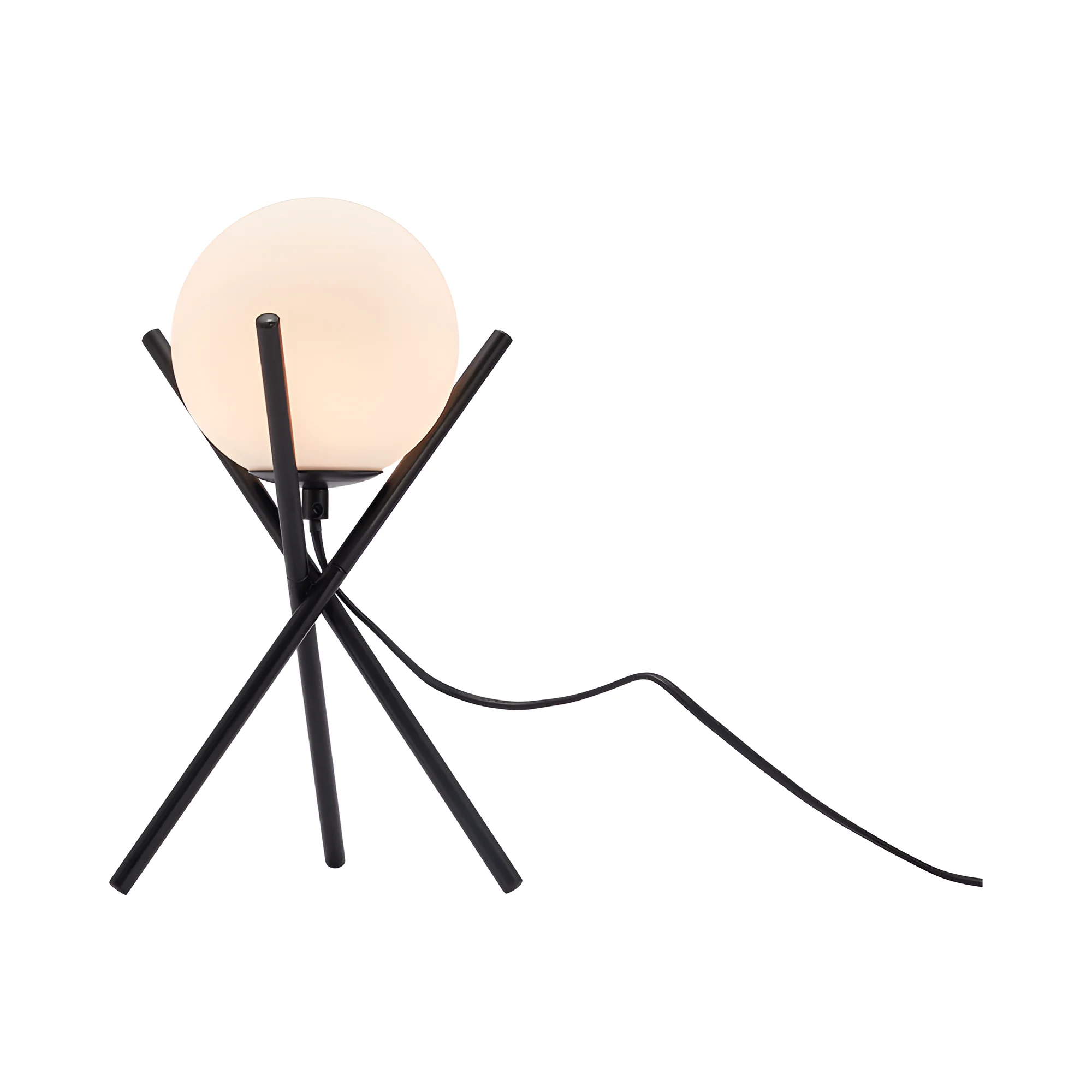 Stona lampa opalna kugla tronožna Opal/Crna grlo G9