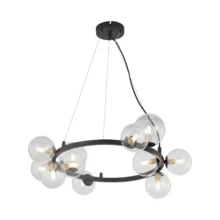 Viseća lampa 11×G9 sa providnim staklenim sferama, kružna rozeta Glass S011