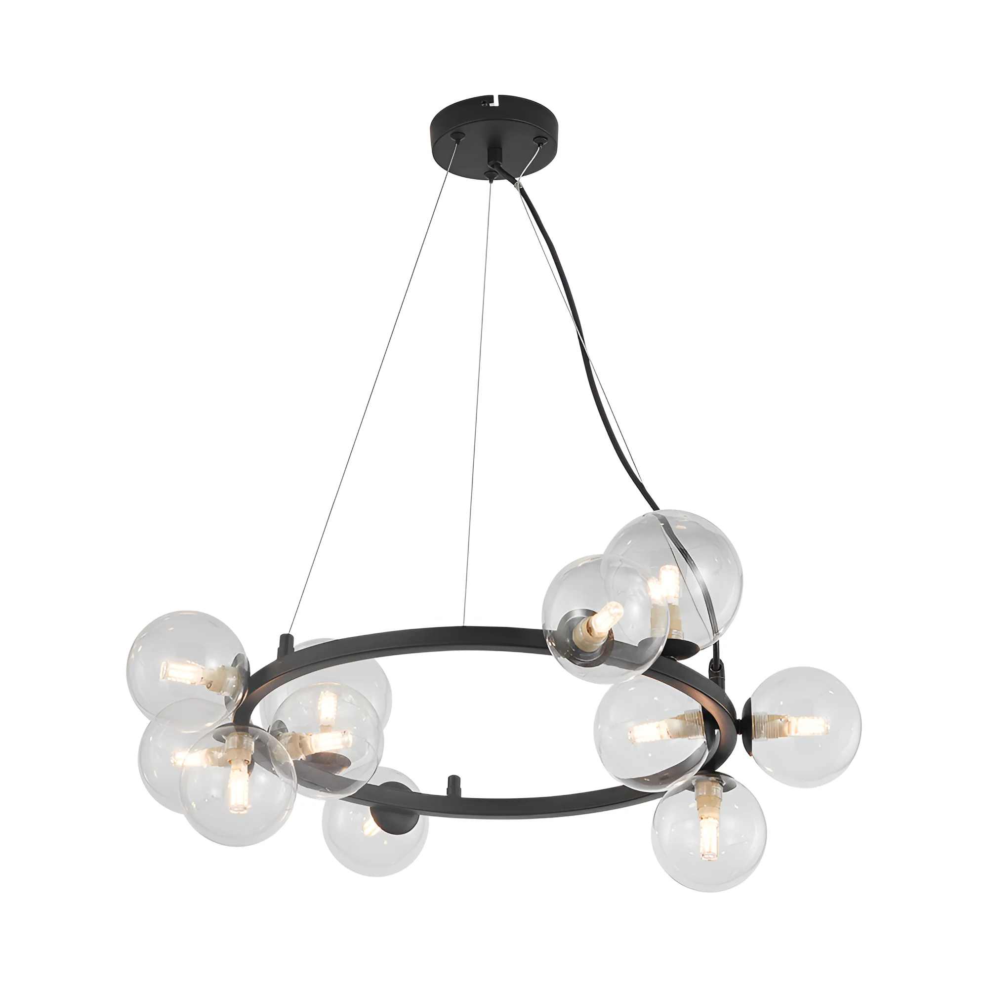 Viseća lampa 11×G9 sa providnim staklenim sferama, kružna rozeta Glass S011