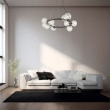 Viseća lampa 11×G9 sa providnim staklenim sferama, kružna rozeta Glass S011
