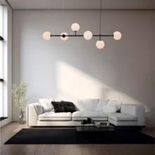 Viseća lampa sa šipkom 6×G9 sa opalnim staklenim sferama, linearna Glass S011