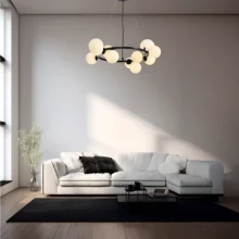 Viseća lampa 11×G9 sa opalnim staklenim sferama, kružna rozeta Glass S011
