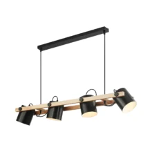 Viseća lampa sa šipkom 4×E27 drvena, linearna serija Wood D001