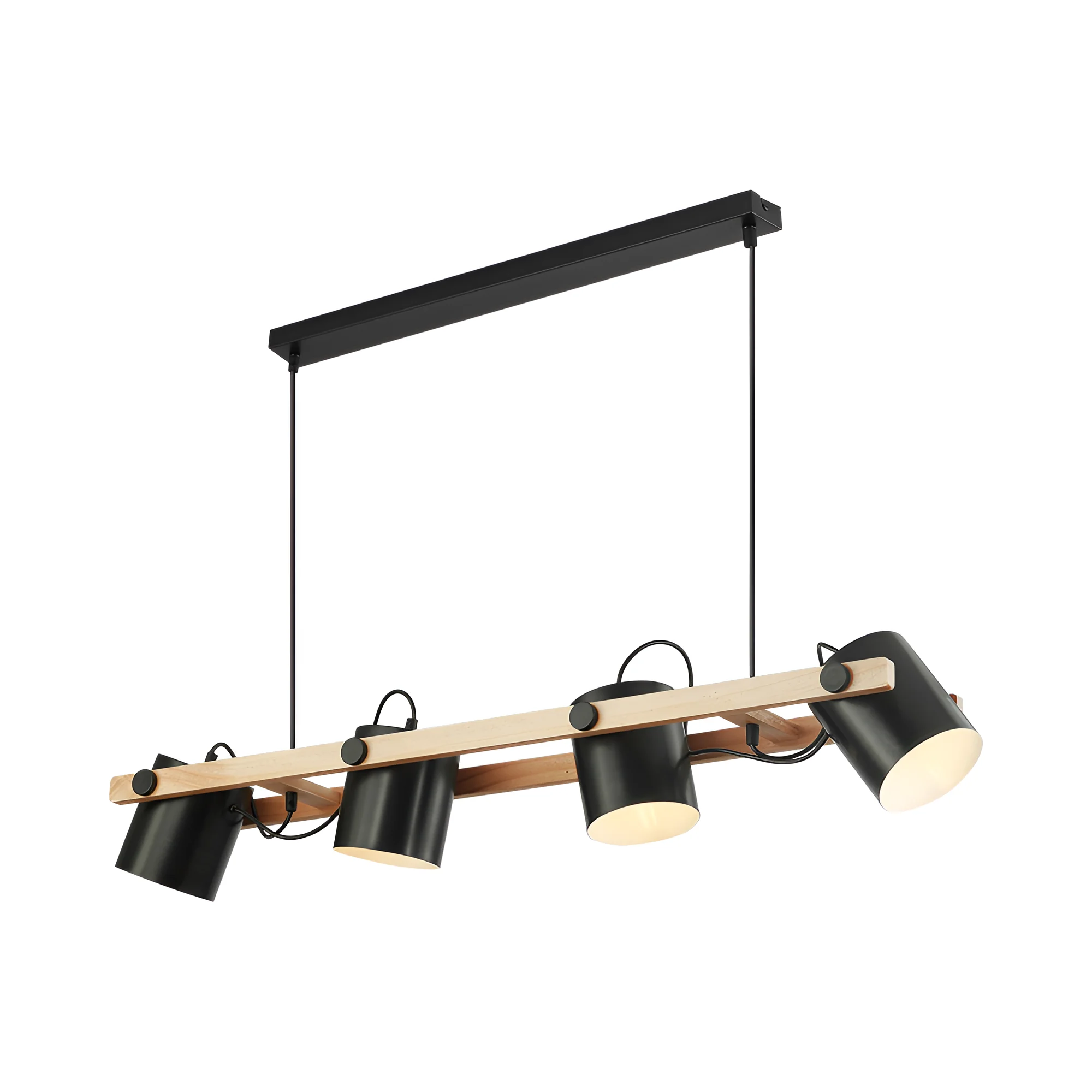 Viseća lampa sa šipkom 4×E27 drvena, linearna serija Wood D001
