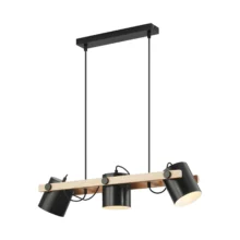 Viseća lampa sa šipkom 3×E27 drvena, linearna serija Wood D001