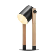 Stona lampa reflektor na drvetu Crna/Drvo grlo E27