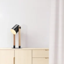 Stona lampa reflektor na drvetu Crna/Drvo grlo E27