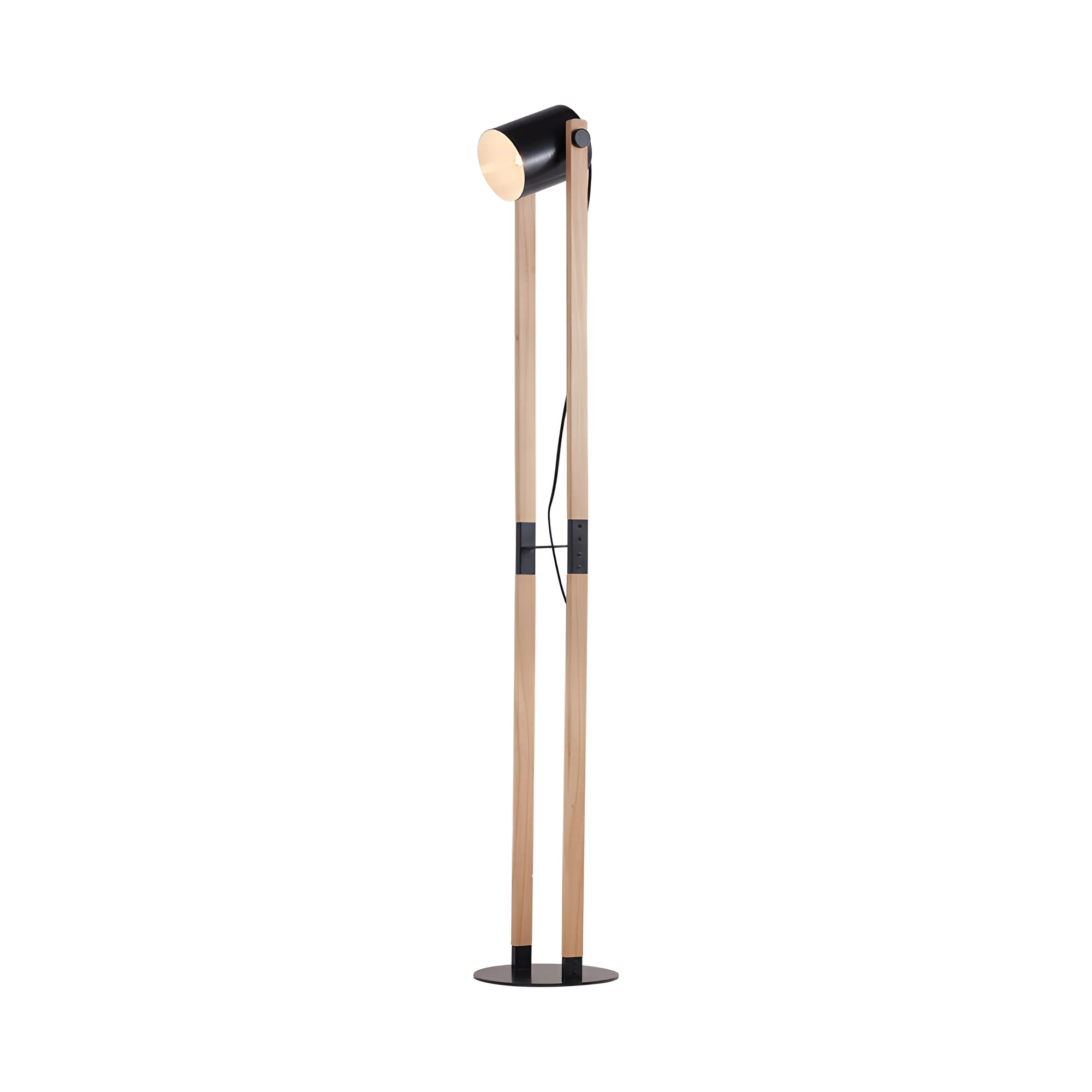 Podna lampa reflektor na drvenim stubovima Crna/Drvo grlo E27