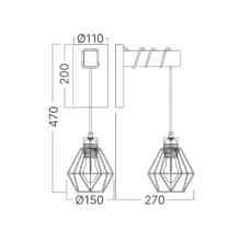 Braytron Zidna svetiljka E27 drvo i metal crna BV02-00024