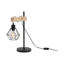 Stona lampa dijamant kavez sa drvetom Crna/Drvo grlo E27