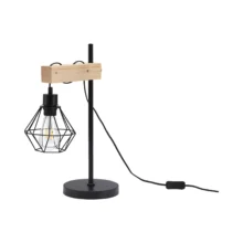 Stona lampa dijamant kavez sa drvetom Crna/Drvo grlo E27